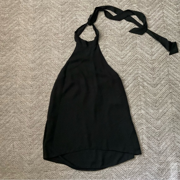 TOPSHOP BLACK HALTER BLOUSE SIZE 4 - Picture 1 of 1